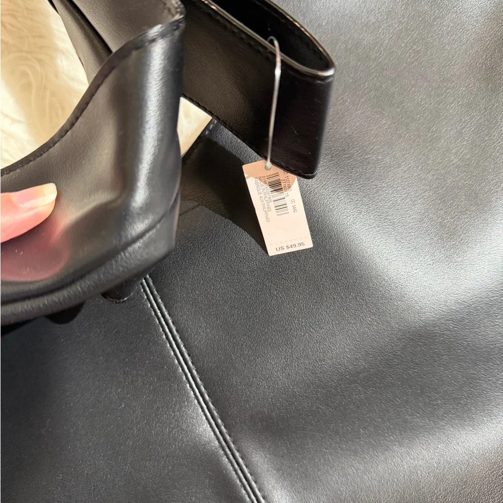 NWT Victoria’s Secret Black Faux Leather Purse Tote Bag Large